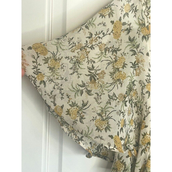 Max Studio Chiffon Ruffle Smocking Maxi Dress Women's Sz M Cottage Prairie Fairy - Picture 7 of 16